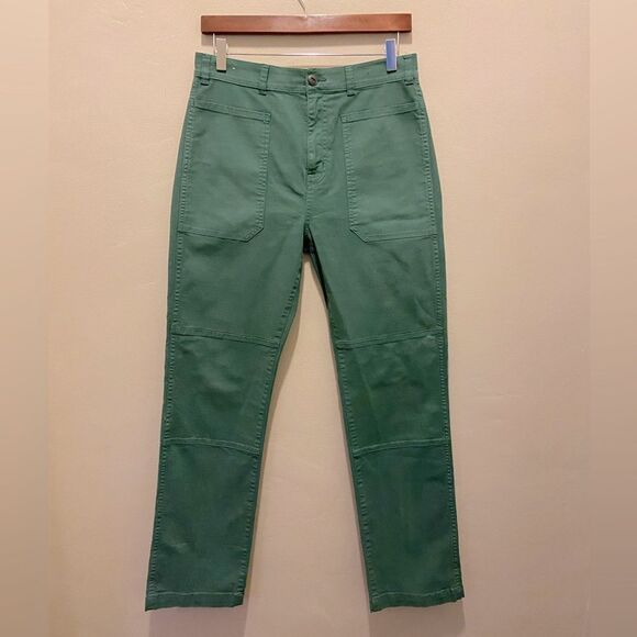 Madewell NWOT 90’s Straight High Rise Cargo Style pockets moss green 28 - Picture 1 of 9
